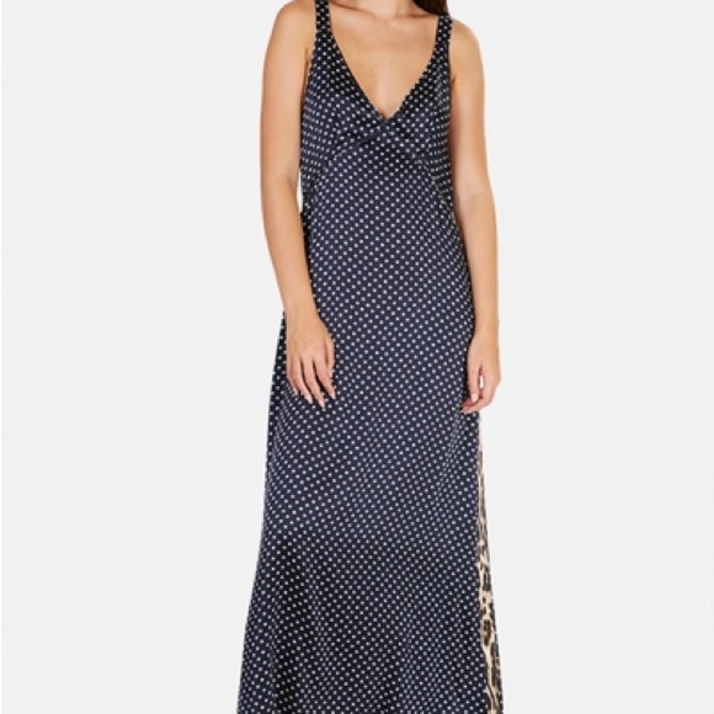 R13 Navy Polka Dot Maxi Dress